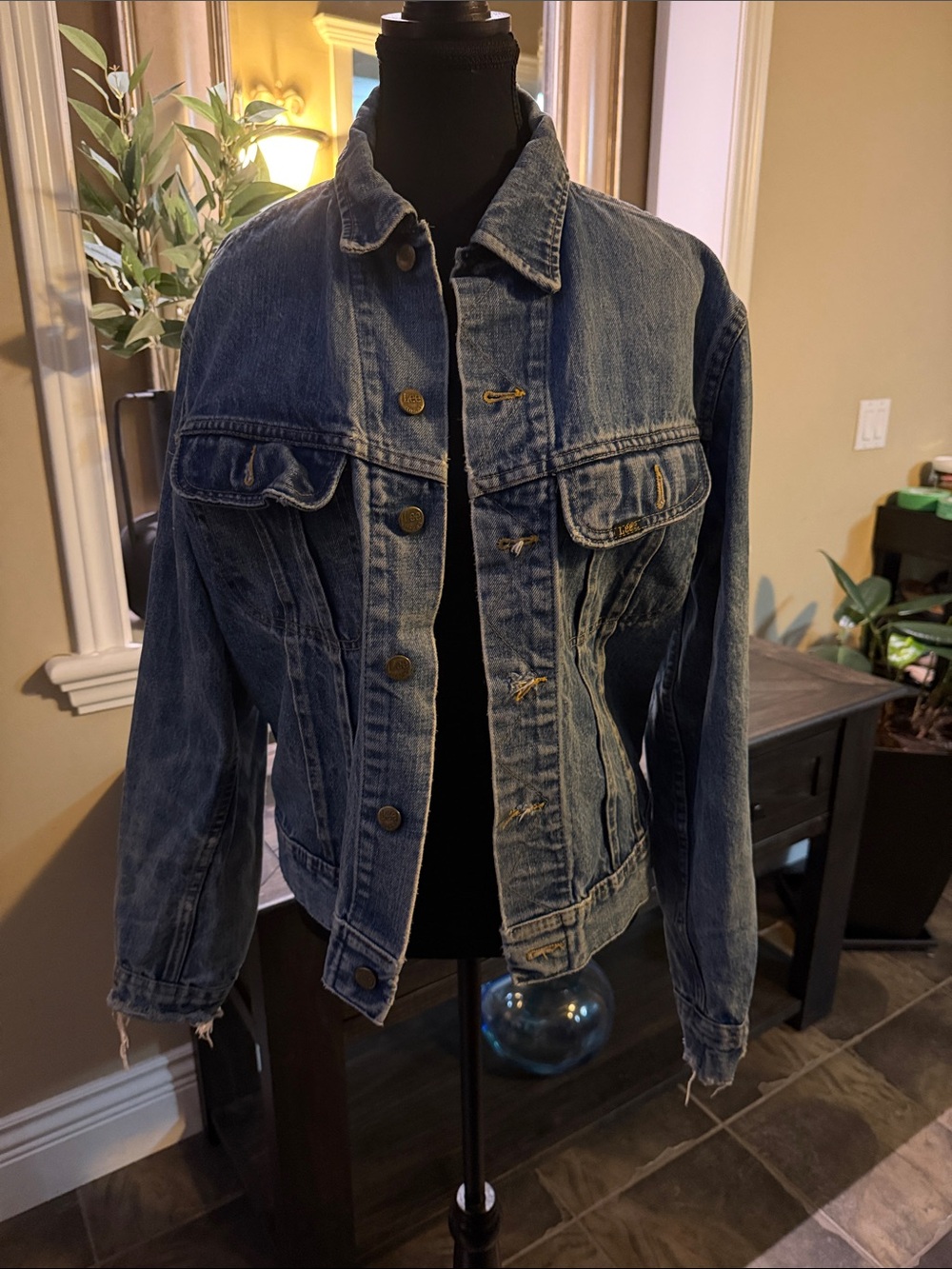 Vintage Lee Medium Blue Distressed Denim Jacket